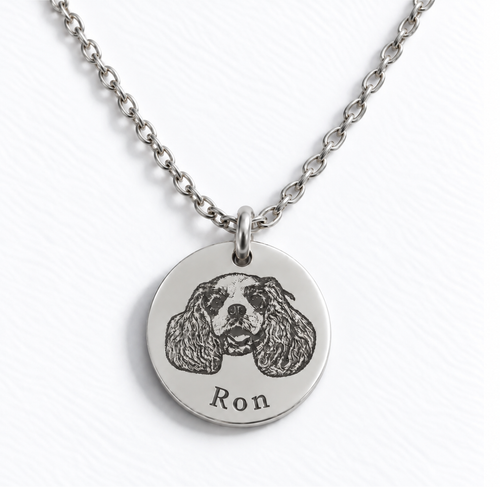 Silver finish pet portrait necklace